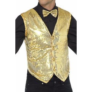 Carnavalkleding verkleed Pailetten Gilet/vestje - goud - Heren - Polyester - Carnavalskostuums