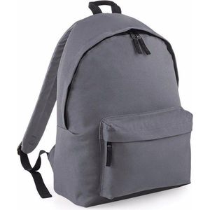 Hippe rugtas met voorvak grijs - Rugzak voor onderweg - Backpack - Schooltas