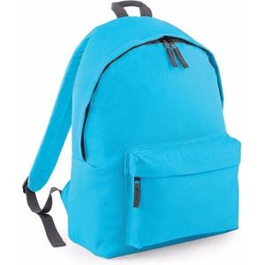 Hippe rugtas met voorvak turquoise blauw - Rugzak voor onderweg - Backpack - Schooltas
