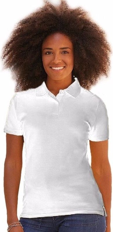 Wit poloshirt korte mouw voor dames medium fit kort model