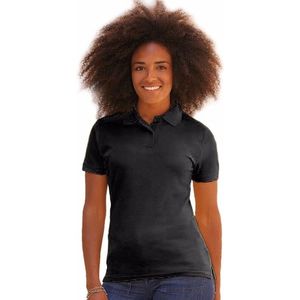 Zwart poloshirt korte mouw voor dames medium fit kort model