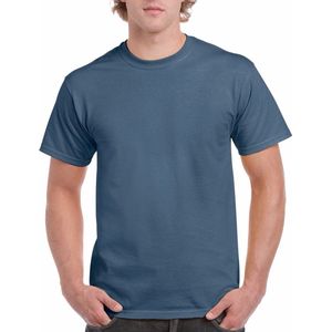 T-shirts denim blauw voor heren - korte mouw - katoen - 200gr comfort