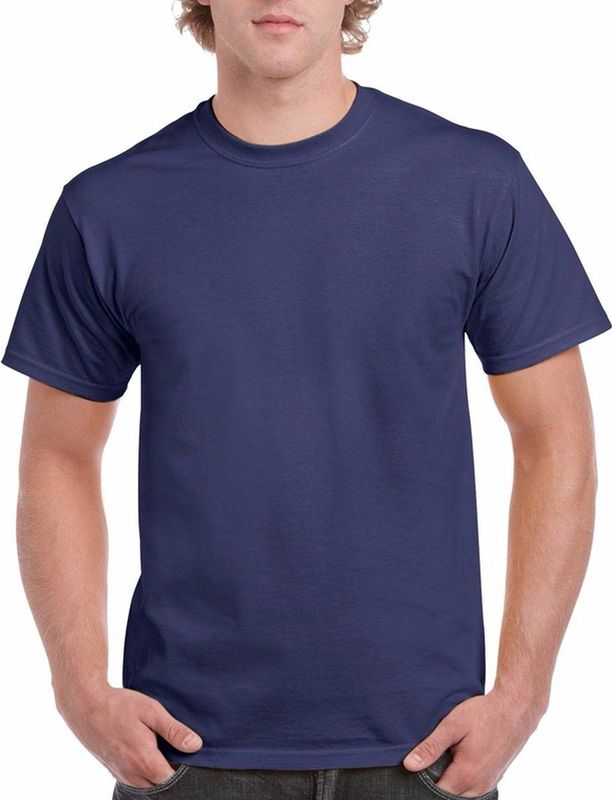 Gildan - Basic T-shirts - Donkerblauw - Katoen - Korte Mouwen