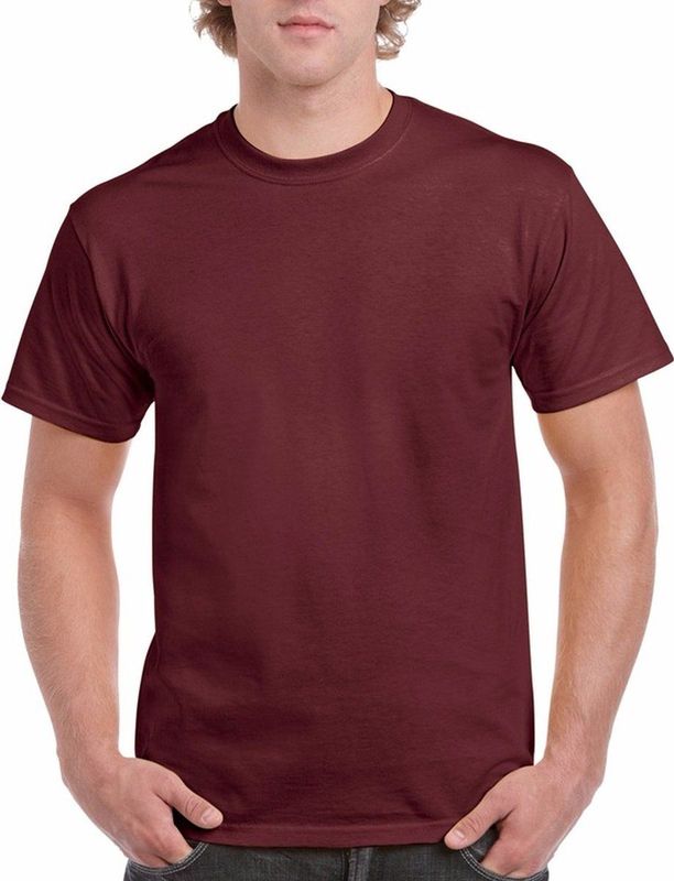 Gildan - Basic T-shirt - Bordeaux Rood - 100% Katoen
