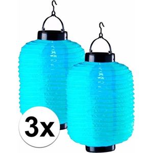 3x blauwe solar lampionnen 35 cm