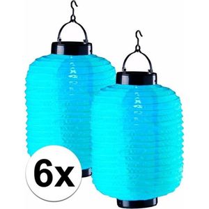 6x blauwe solar lampionnen 35 cm