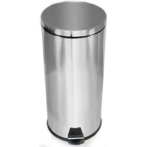 Pedaalemmer - chroom - zilverkleurig - 30 l - 64 x 36 x 30 cm - prullenbak