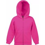 Fuchsia roze katoenmix vest met capuchon voor meisjes