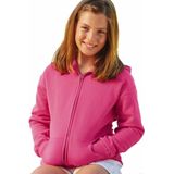 Fuchsia roze katoenmix vest met capuchon voor meisjes