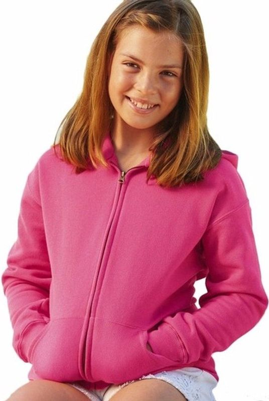 Fuchsia roze katoenmix vest met capuchon voor meisjes