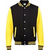 AWDis - Classic Model - College Jacket - Zwart met Geel - Drukknopen - Katoen/Polyester