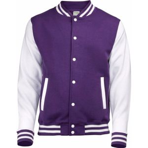 AWDis college jacket voor heren - paars met wit - drukknopen - katoen/polyester - Classic model
