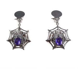Halloween Spinnenweb Oorbellen Clip-on Zilver/Paars