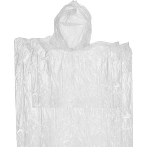 Wegwerp regenponcho - transparant - voor kinderen - 63 x 70 cm - polyester - regenkleding - Regenponcho's