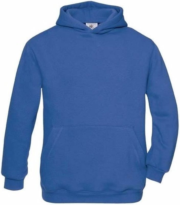 Kobaltblauwe katoenmix sweater met capuchon voor j