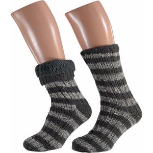 Huissokken - Grijs - 100% Polyester - Antislip