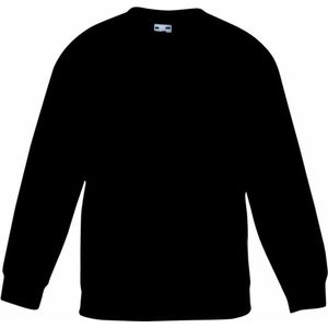 Fruit Of The Loom - Kinder Sweater - Zwart - Katoen/Polyester 260 Grams