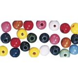 Gekleurde hobby kralen van hout 12mm - 32x stuks - DIY sieraden maken - Kralen rijgen hobby materiaal