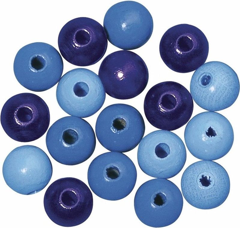 Gekleurde blauwe hobby kralen van hout 6mm - 115x stuks - DIY sieraden maken - Kralen rijgen hobby materiaal