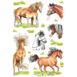 Getekende paarden stickers 3 vellen