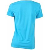James Nicholson t-shirt v-hals - dames - turquoise blauw - stretch - katoen elasthan