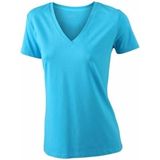 James Nicholson t-shirt v-hals - dames - turquoise blauw - stretch - katoen elasthan
