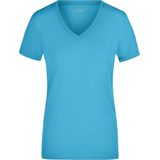 James Nicholson t-shirt v-hals - dames - turquoise blauw - stretch - katoen elasthan