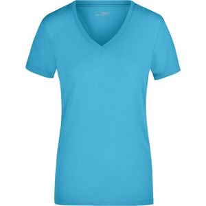 James Nicholson t-shirt v-hals - dames - turquoise blauw - stretch - katoen elasthan