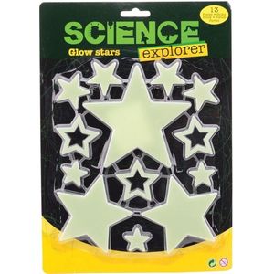 Kinderkamer decoratie plastic sterren geel 13 stuks glow in the dark - Feestdecoratievoorwerp