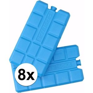 Koelelementen voor koeltas/koelbox - 8x stuks - 200 ml - blauw - kunststof - 15 x 8 x 2 cm - Koelelementen