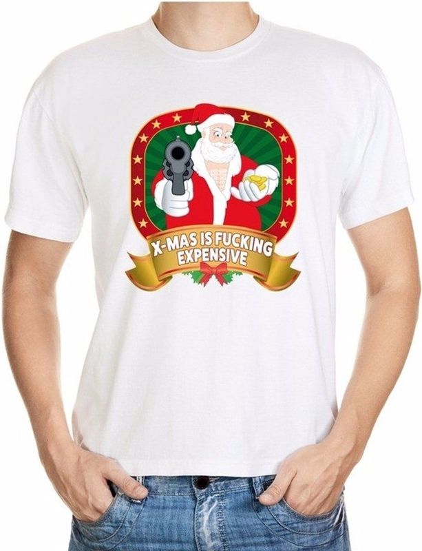 Foute kerst shirt wit - X-mas is fucking expensive - voor heren