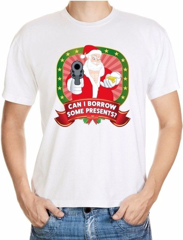 Foute kerst shirt wit - can I borrow some presents - voor heren