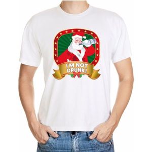 Foute Kerst shirt wit met dronken Kerstman voor heren