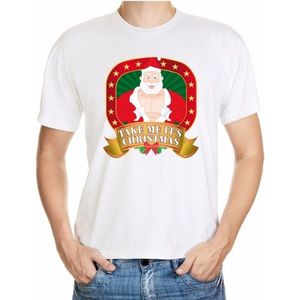 Foute Kerst shirt wit take me it's christmas voor heren