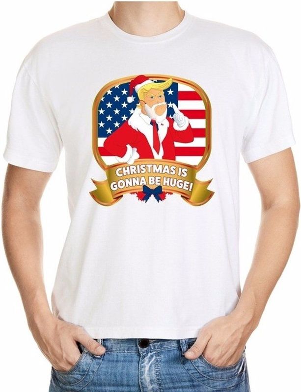 Foute kerst shirt wit - Donald Trump - Christmas is gonna be huge - voor heren