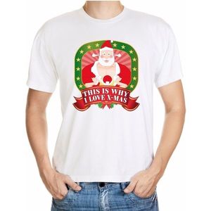 Foute kerst shirt wit - player Kerstman - this is why I love x-mas - voor heren