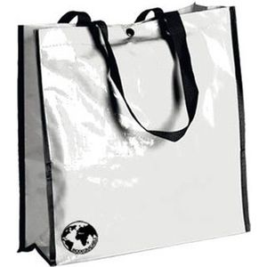Shopper boodschappen opberg tas - wit - 38 x 38 cm - Glimmende boodschappentassen