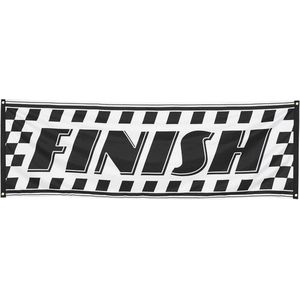 Finish banner 74 x 220 cm - Race thema feestartikelen - Race vlaggen - Formule 1 vlag