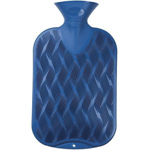 Kruik blauw golf/ribbel 2 liter - warmwaterkruik