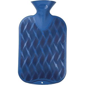 Kruik blauw golf/ribbel 2 liter - warmwaterkruik