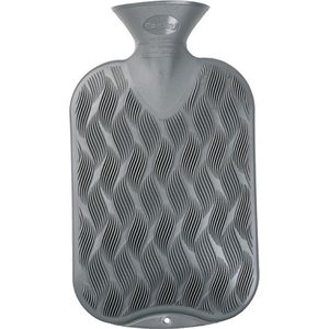 Kruik grijs golf/ribbel 2 liter - warmwaterkruik