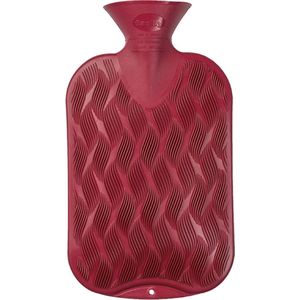 Kruik rood golf/ribbel 2 liter - warmwaterkruik