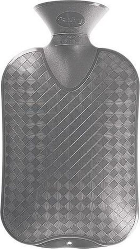Kruik grijs ruit/ribbel 2 liter - warmwaterkruik