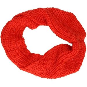 Gebreide col sjaal oranje/rood voor volwassenen