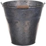 Metalen/zinken emmer grijs 13 liter - Huishoud/dranken emmers - Bloempot/plantenpot