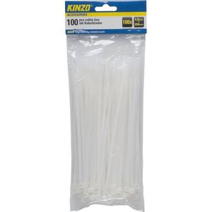 Kinzo Tiewraps-kabelbinders - 100x stuks - wit - 20 cm