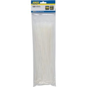 100x Witte Kabelbinders - 3,6 X 300 Mm - Tie Wraps / Rips