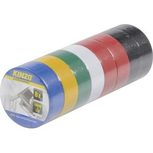 8 Gekleurde Rollen Isolatie Tape - 18 Mm X 5 Meter - Isolerende Tape