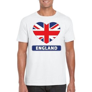 Engeland t-shirt met Engelse vlag in hart wit heren M