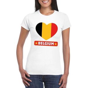 T-shirt wit Belgie vlag in hart wit dames - Feestshirts